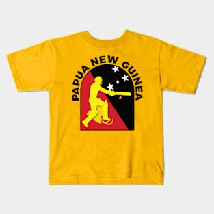 Papua New Guinea Cricket Batsman Papua New Guinea Flag Kids T-Shirt